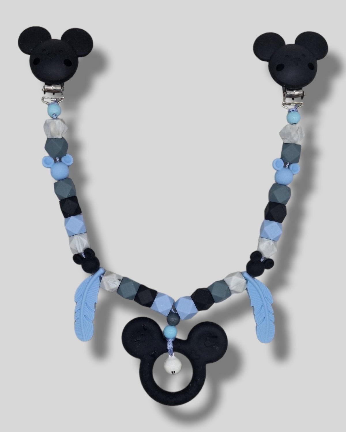 Micky Maus Kinderwagenkette ohne Namen Schwarz Baby Blau Marmoriert Weiß