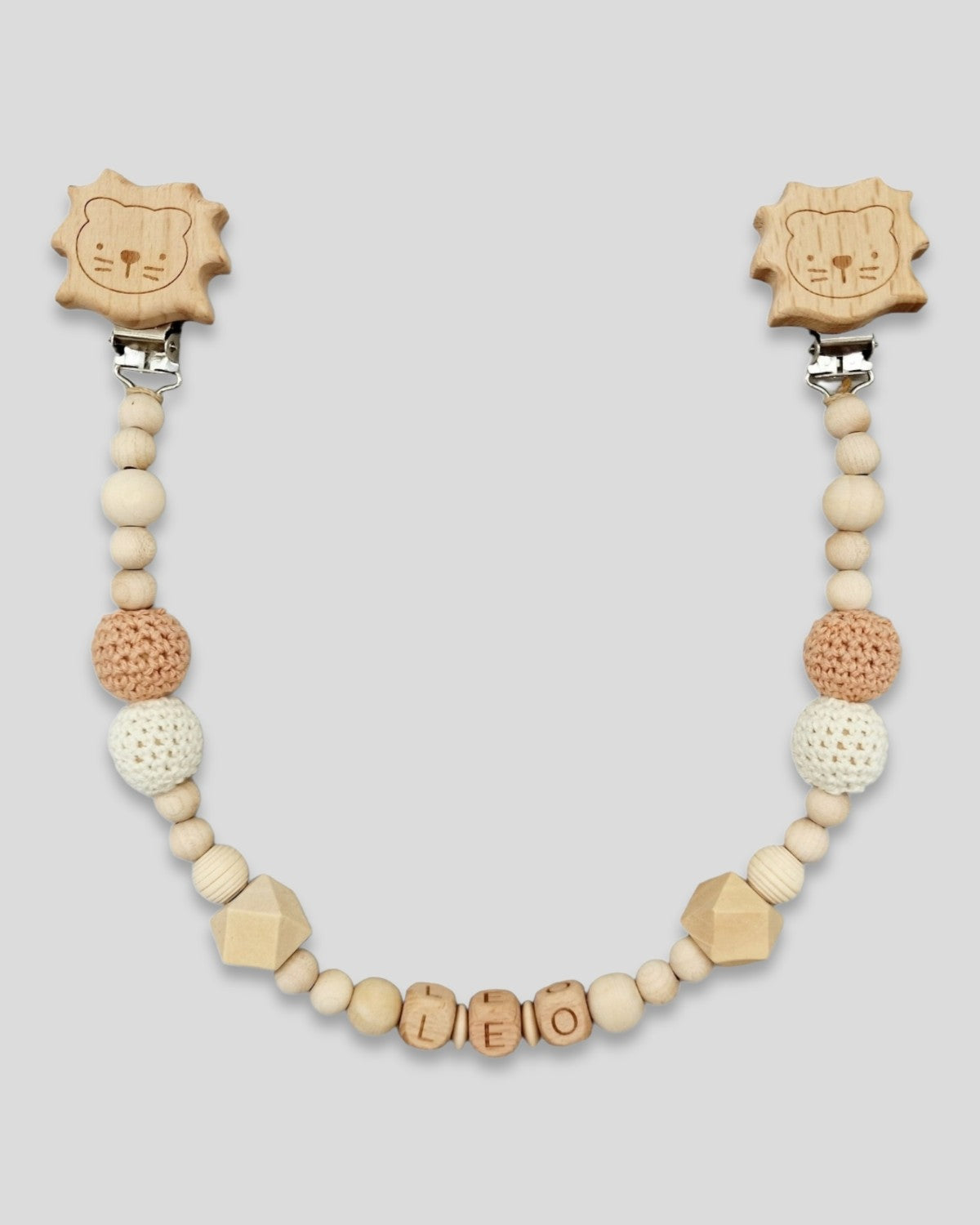Kinderwagenkette mit Namen Löwe Naturtöne|kreativcathi