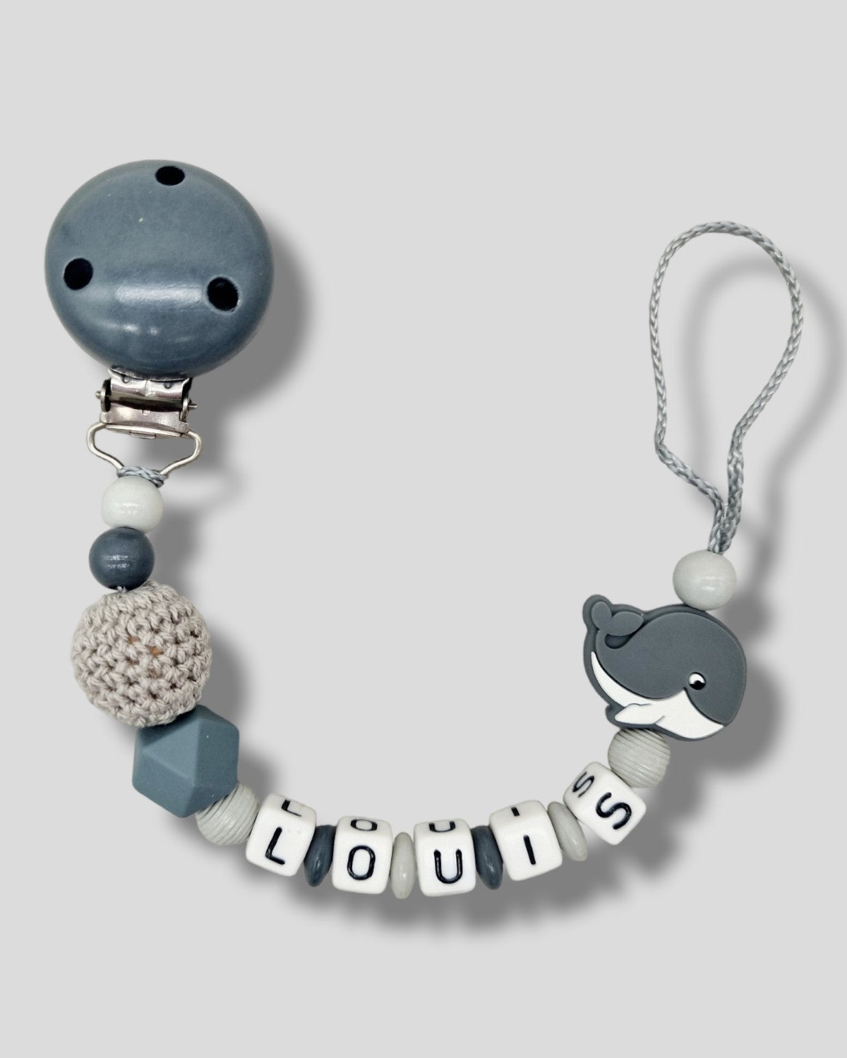 Schnullerkette mit Namen Silikon Wal |kreativcathi