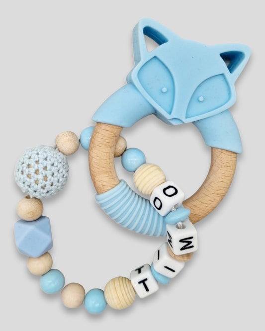Silikon Fuchs Greifling Baby Blau Natur |kreativcathi.de