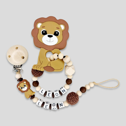 Set 2-teilig Silikon Löwe mit Namen