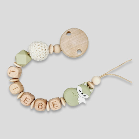 Schnullerkette mit Namen Silikon Fuchs Name Lint Geschenk zur Geburt