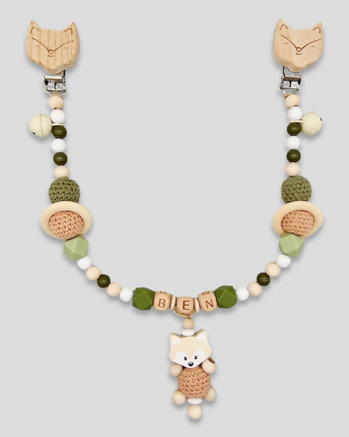 Kinderwagenkette mit Namen Fuchs Geschenk zur Geburt|kreativcathi