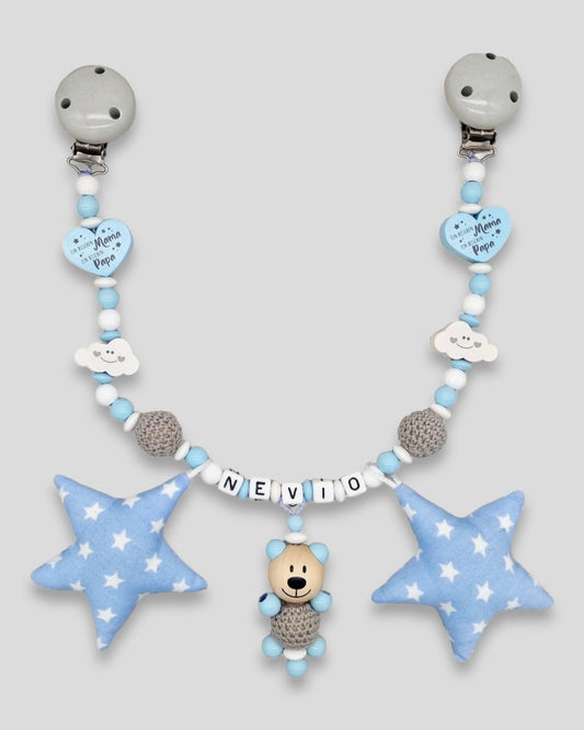 Kinderwagenkette mit Namen Teddybär Herz Wolke Ein bisschen Mama, ein bisschen Papa und ganz viel Wunder|kreativcathi