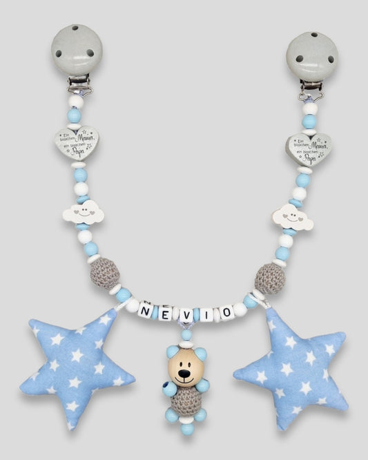 Kinderwagenkette mit Namen Teddybär Herz Wolke|kreativcathi