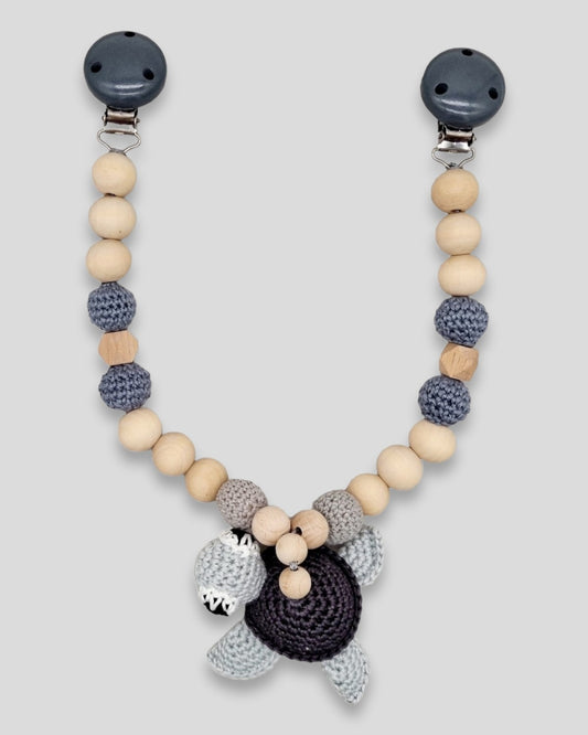 Kinderwagenkette ohne Namen Häkeltier Schildkröte Natur dunkel Grau|kreativcathi
