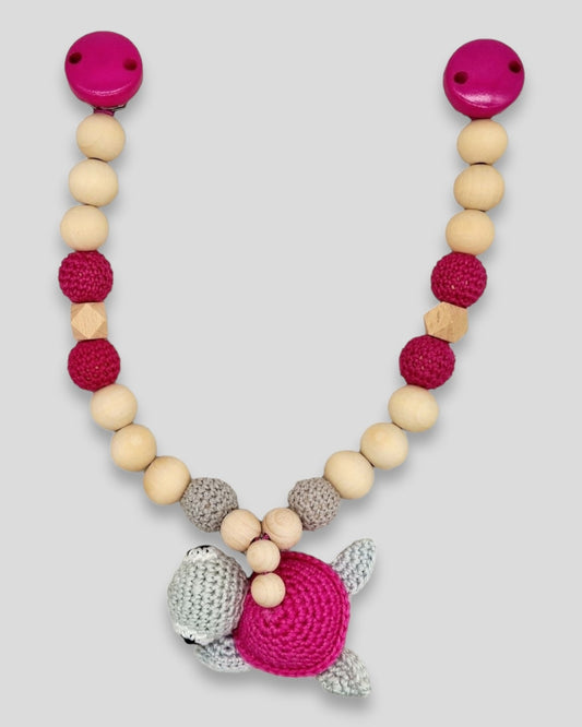 Kinderwagenkette ohne Namen Schildkröte Natur Pink hell Grau