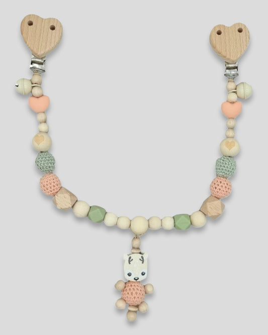 Kinderwagenkette mit Namen Reh Silikon Herz|kreativcathi