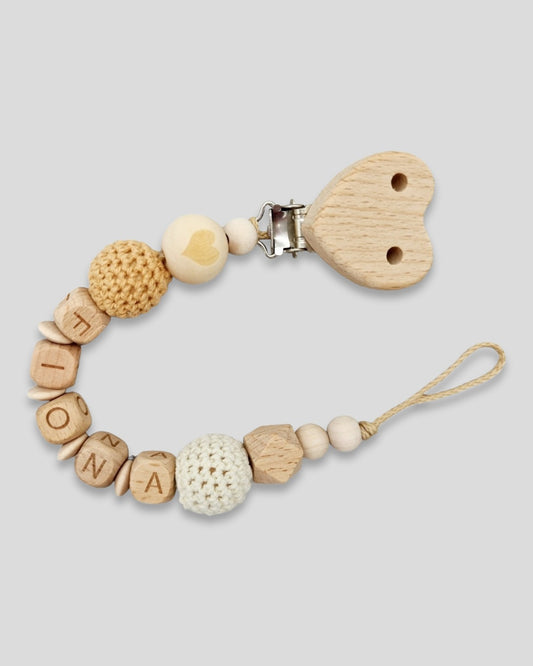 Schnullerkette mit Namen Natur Herz