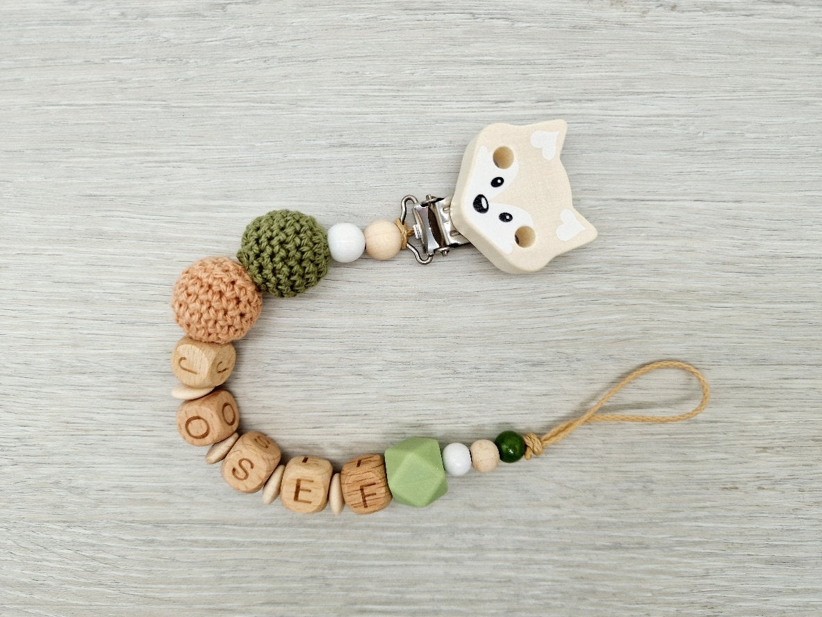 Schnullerkette mit Namen Kinderwagenkette mit Namen Babygeschenk Geschenk zur Geburt Mädchen Junge