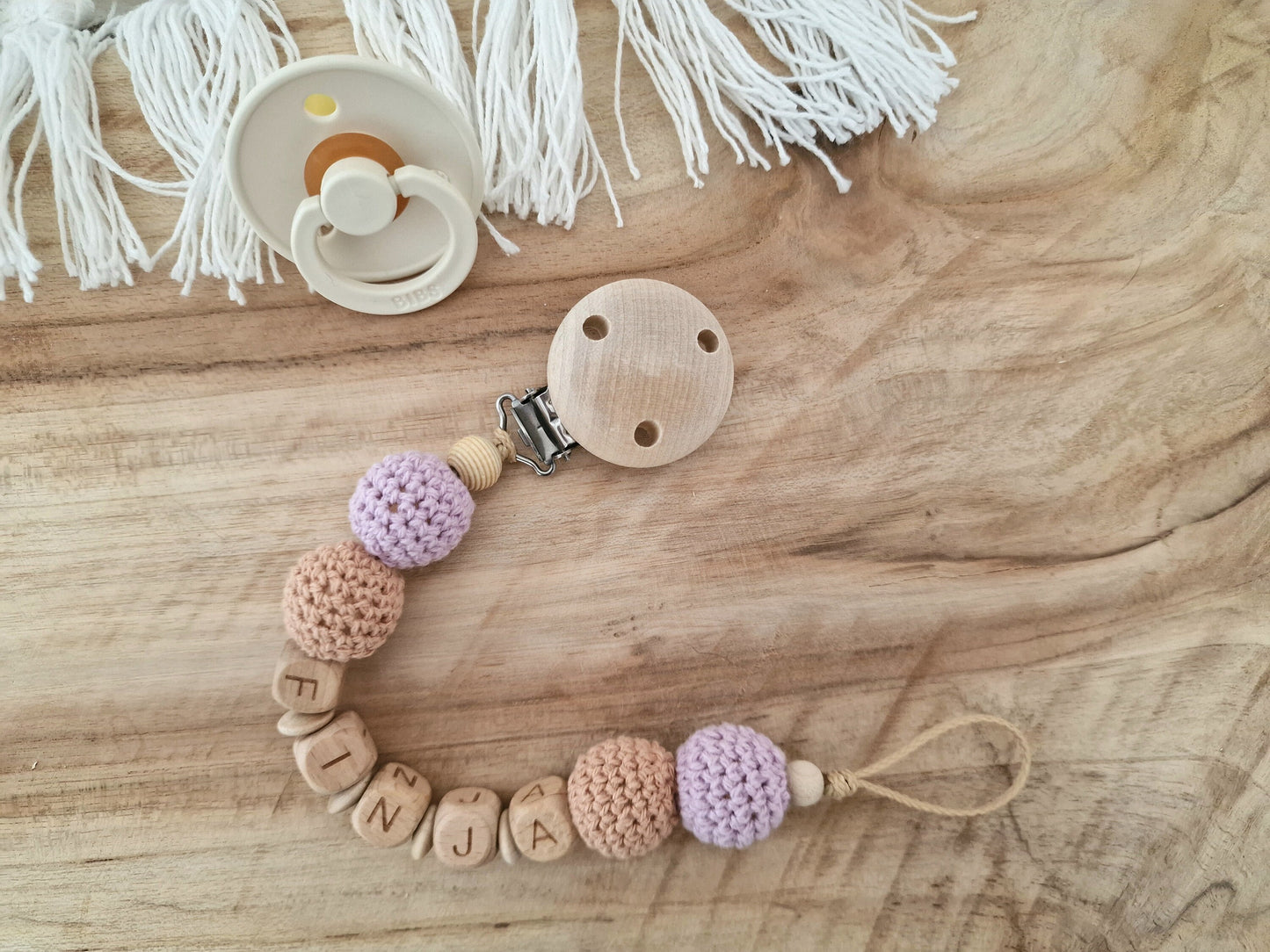 Schnullerkette mit Namen  Schnullerkette mit Namen nach Wunsch Geschenk zur Geburt Babygeschenk Junge Mädchen