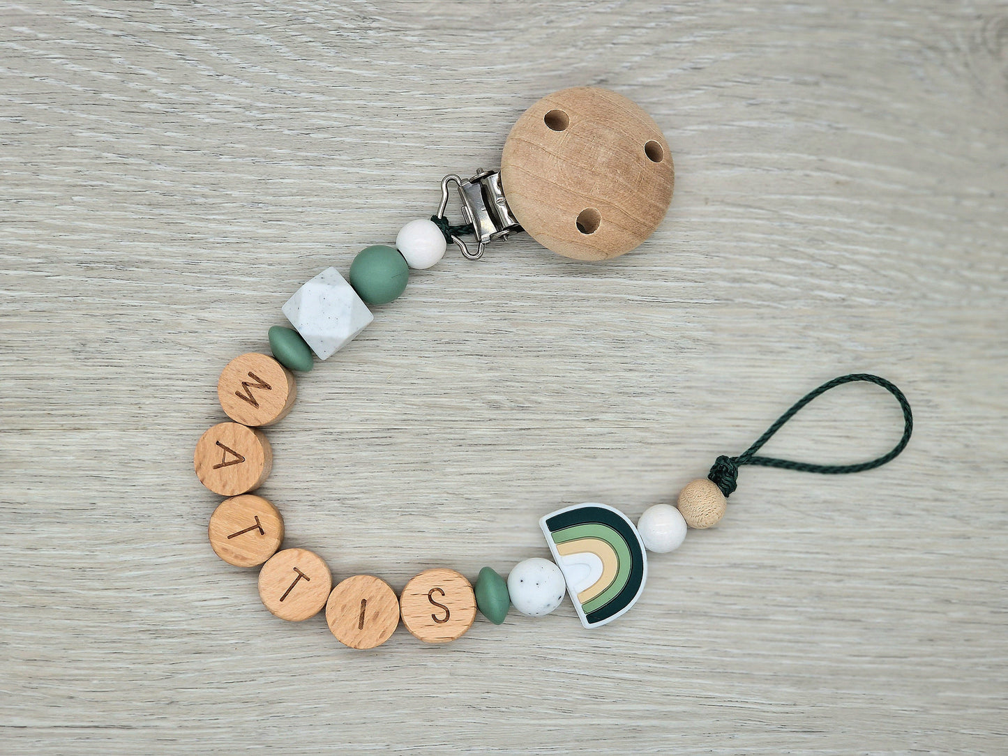 Schnullerkette mit Namen Personalisiert Regenbogen Geschenk zur Geburt Babyparty