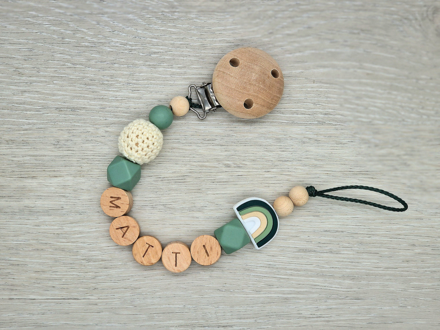 Schnullerkette mit Namen Personalisiert Regenbogen Geschenk zur Geburt Babyparty