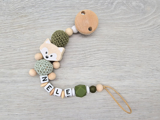 Schnullerkette mit Namen Fuchs  Geschenk zur Geburt