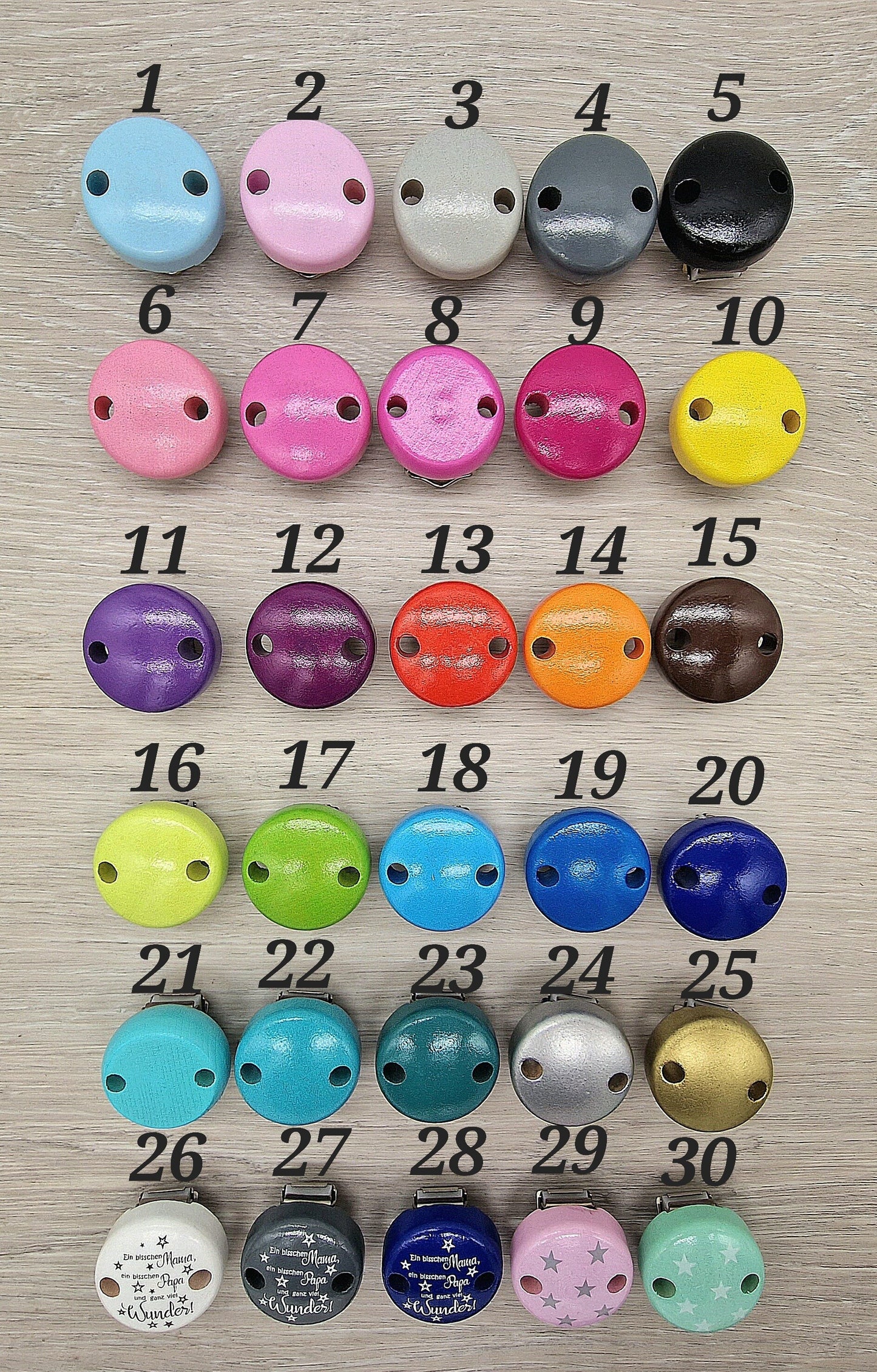 Schnullerkette mit Namen Reh Herz mit Spruch, Ein bisschen Mama, ein bisschen Papa und ganz viel Wunder, Geschenk zur Geburt